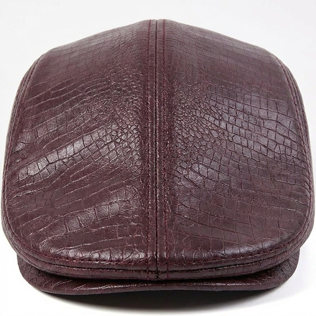 Béret rouge écaille en cuir pour homme