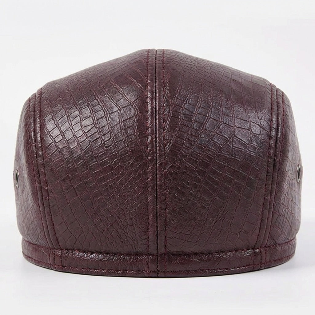 Béret rouge écaille en cuir pour homme