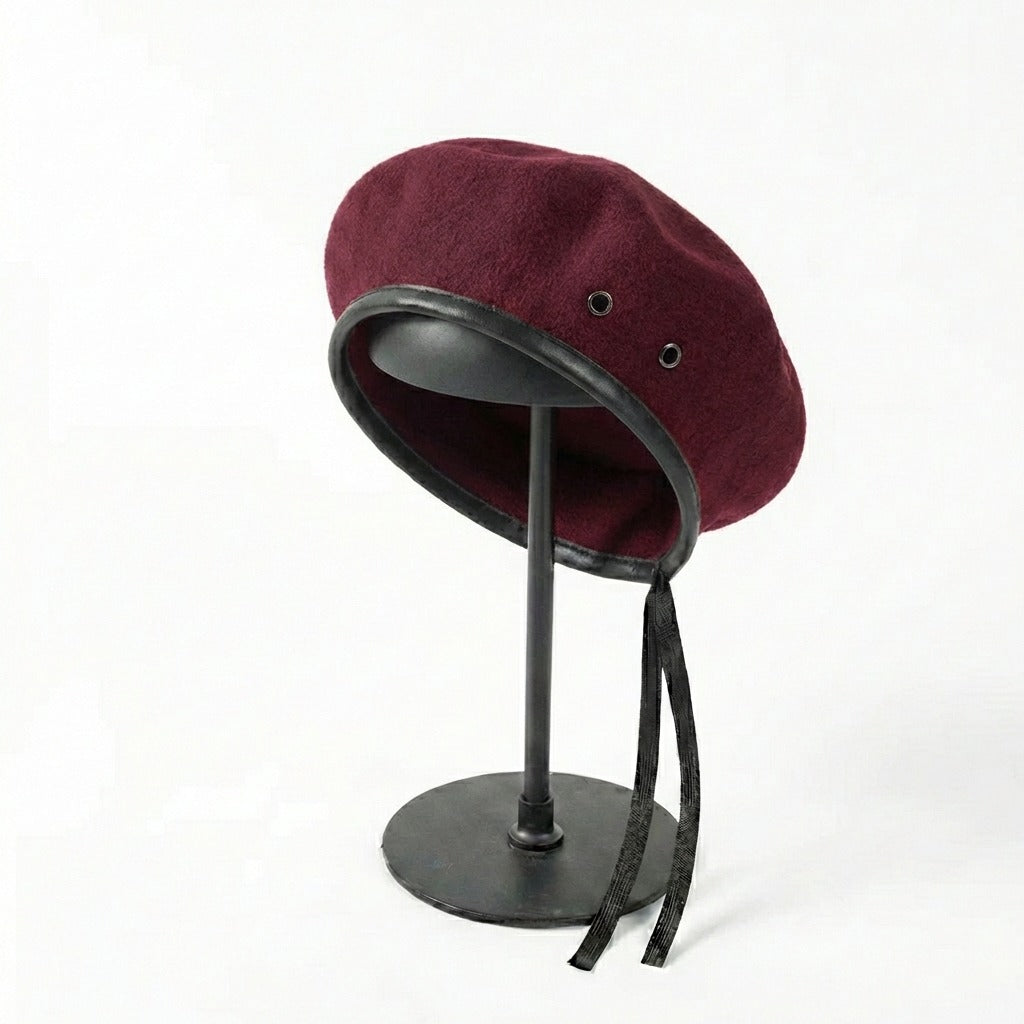 Bonnet Militaire Rouge bordeaux en laine