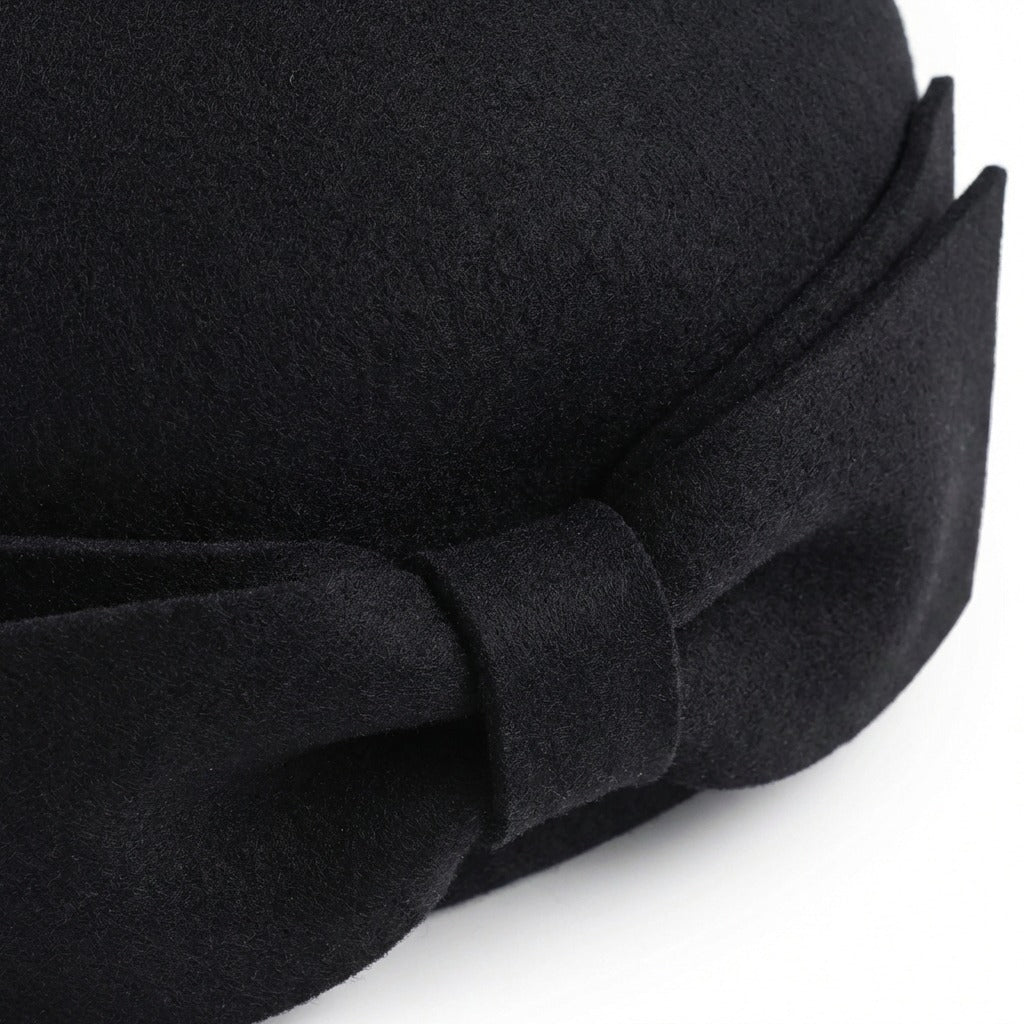 Chapeau à nœud Noir en laine pour femme