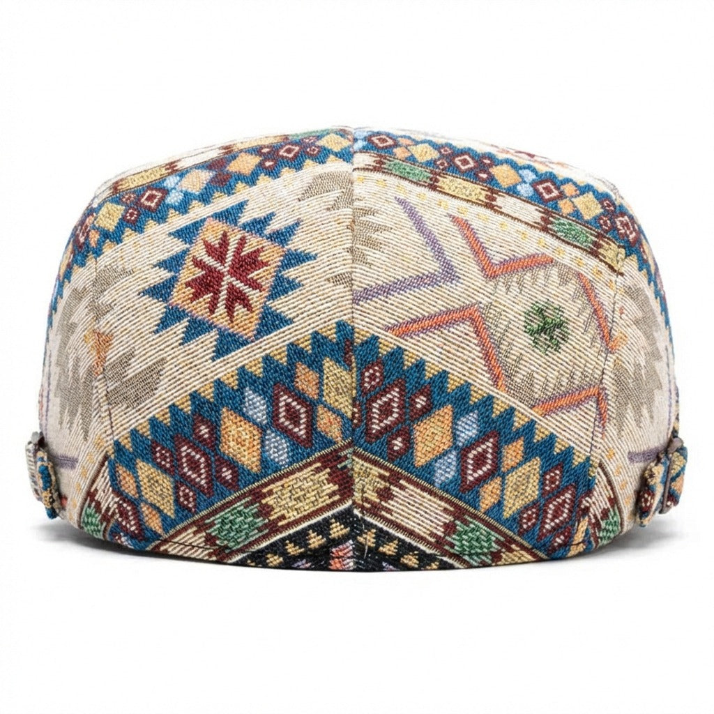 Bonnet de peintre mosaïque beige en polyester